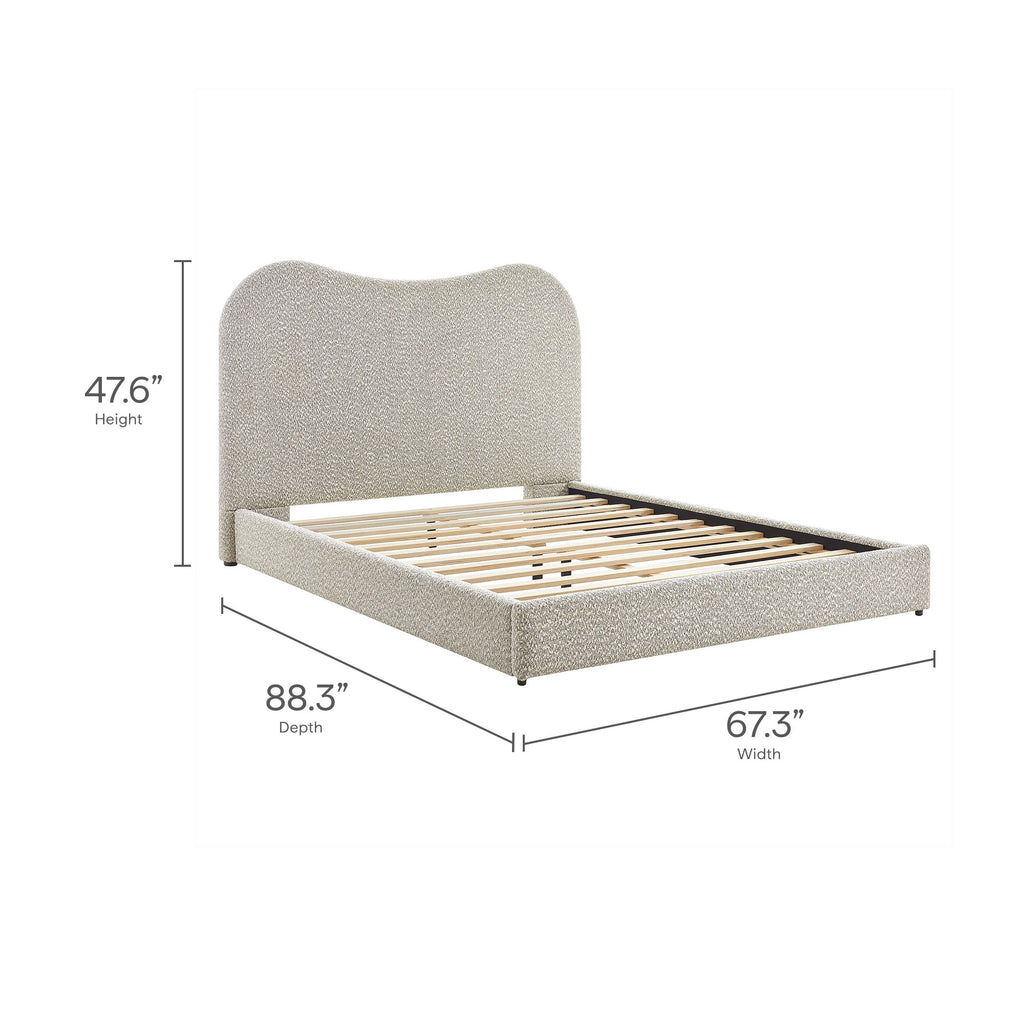 Seluna Boucle Queen Platform Bed - Rock