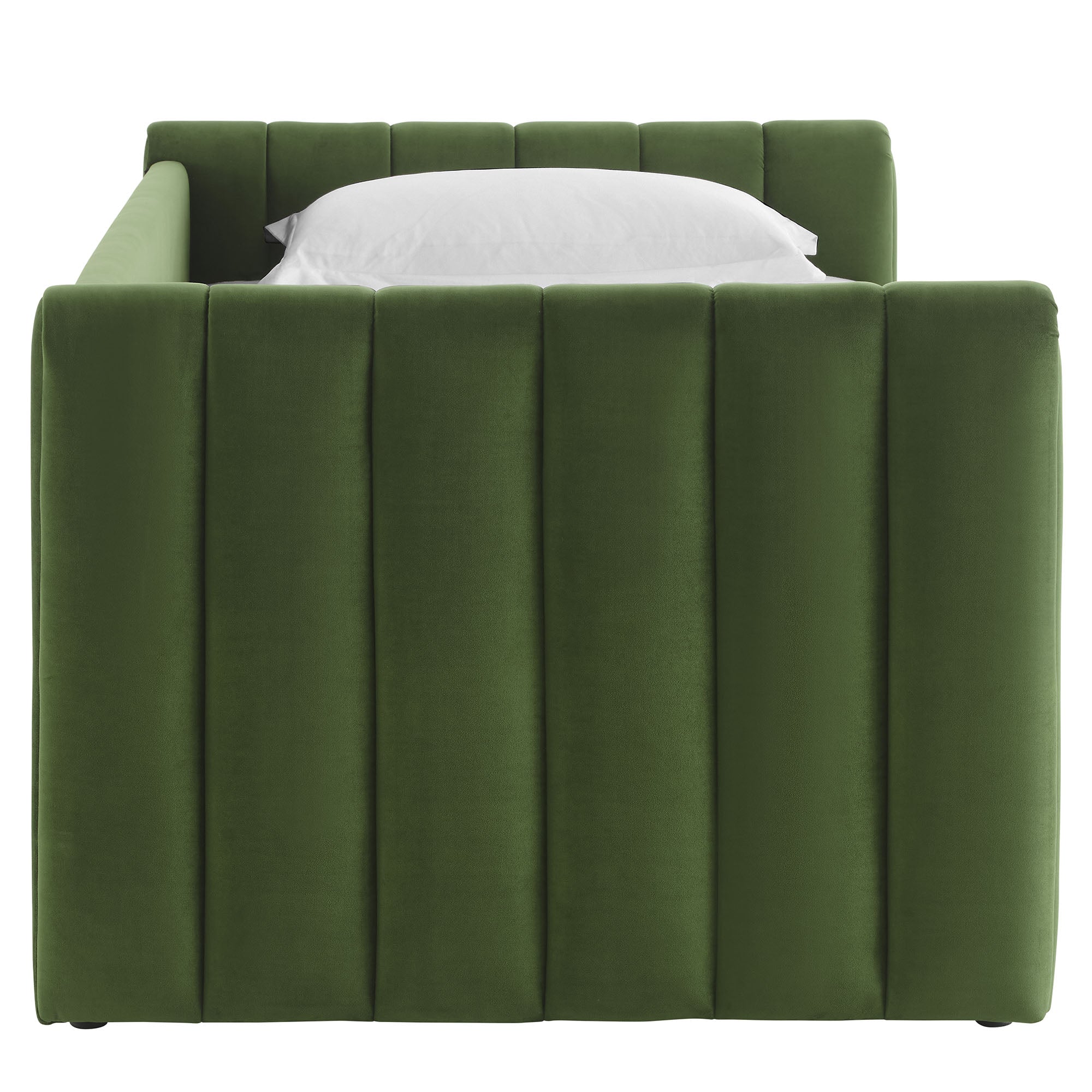 Veyla Channel Tufted Performance Velvet Twin Daybed With Trundle - Moss Green
