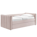 Veyla Channel Tufted Performance Velvet Twin Daybed With Trundle - Pink
