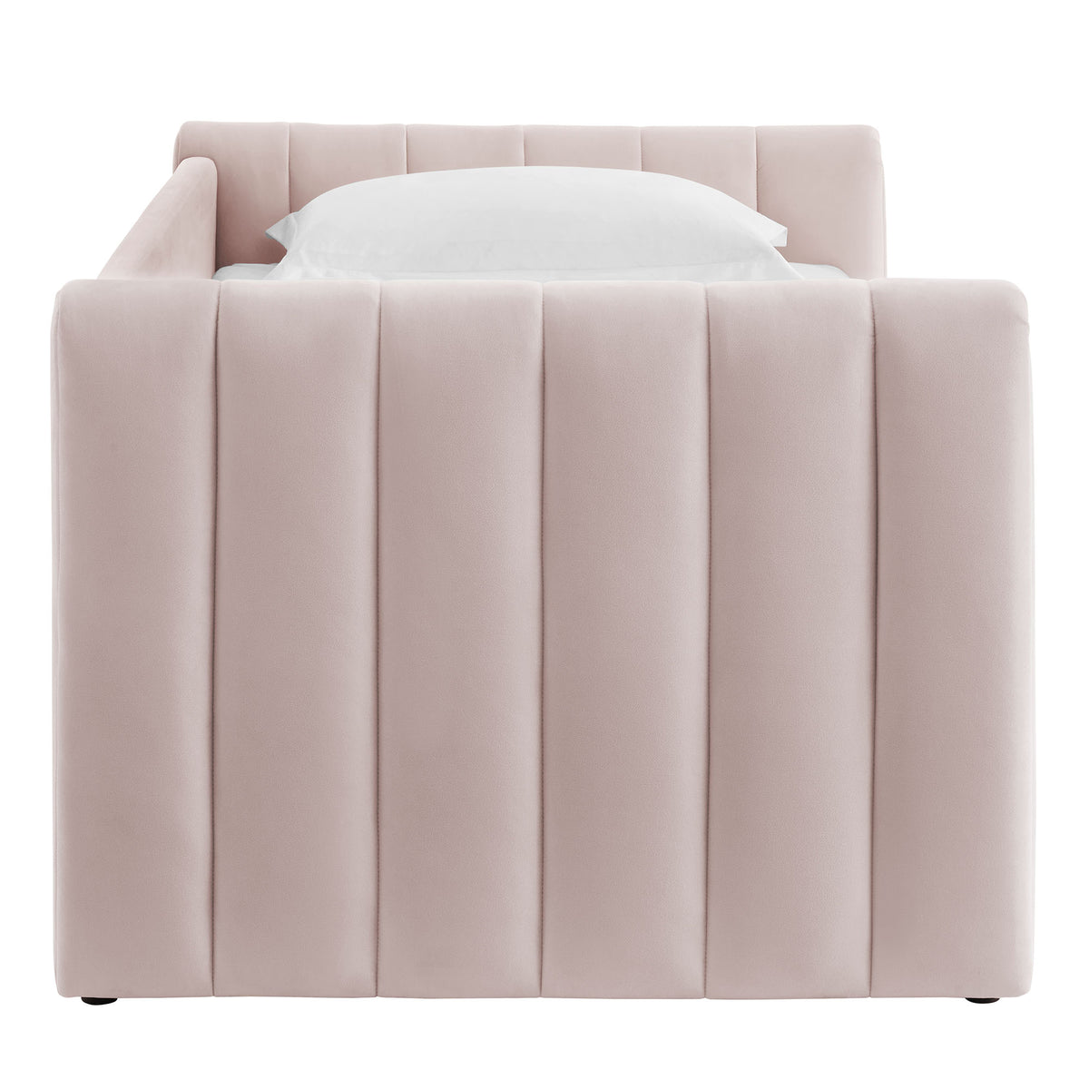 Veyla Channel Tufted Performance Velvet Twin Daybed With Trundle - Pink