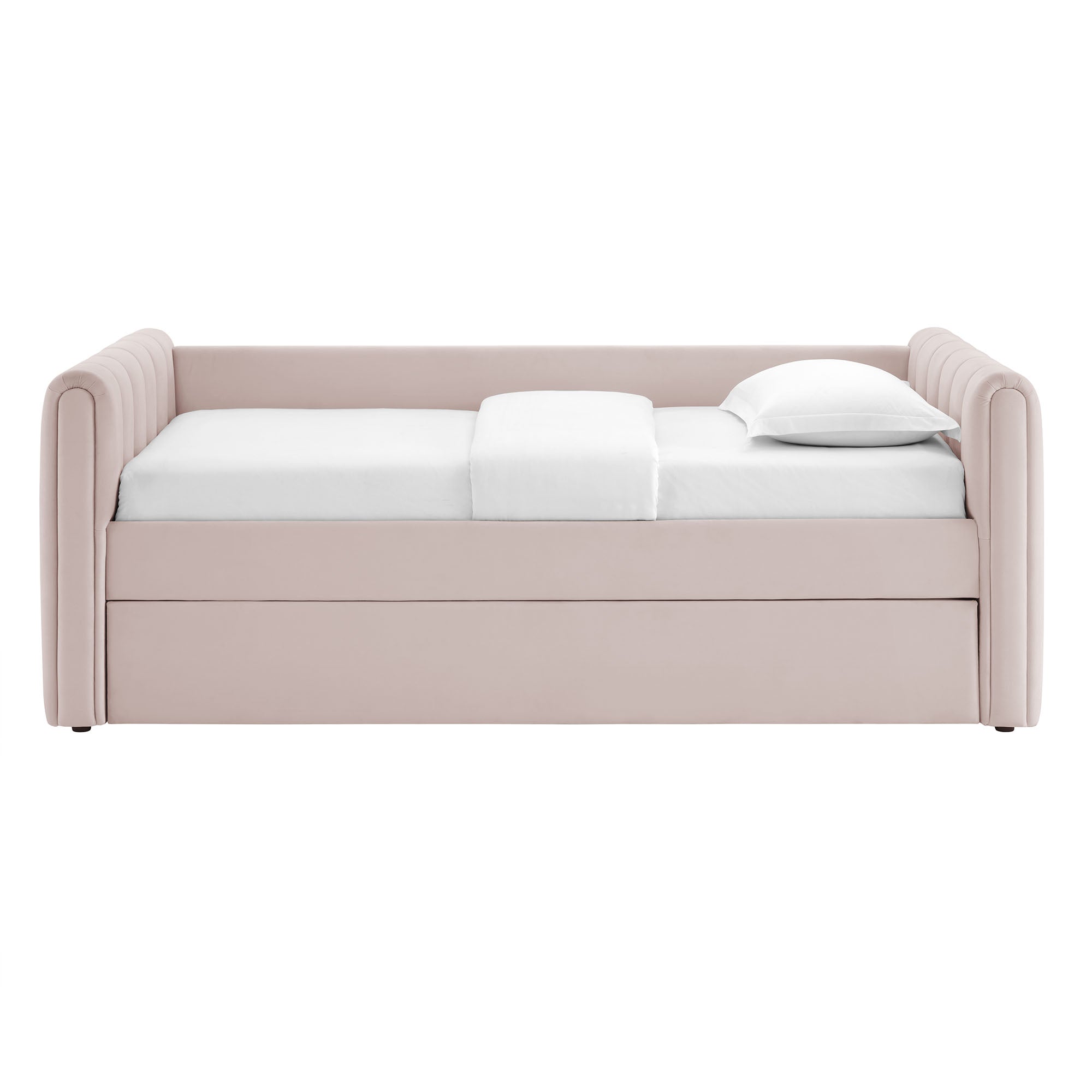 Veyla Channel Tufted Performance Velvet Twin Daybed With Trundle - Pink