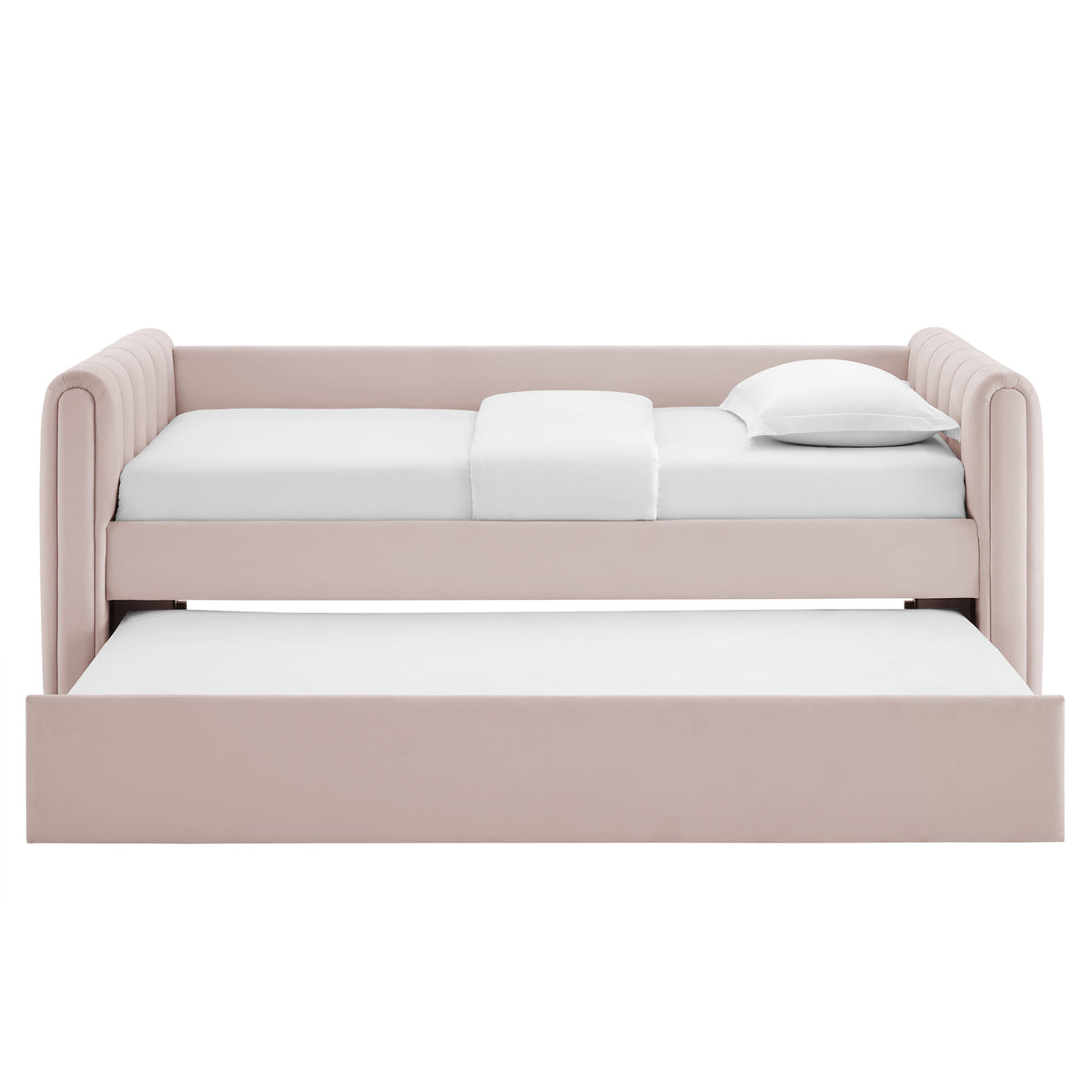 Veyla Channel Tufted Performance Velvet Twin Daybed With Trundle - Pink