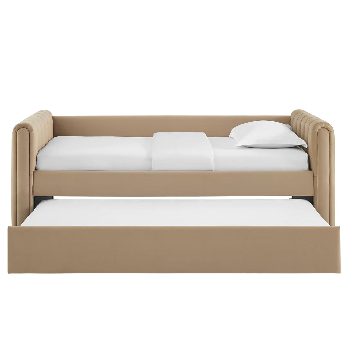 Veyla Channel Tufted Performance Velvet Twin Daybed With Trundle - Taupe