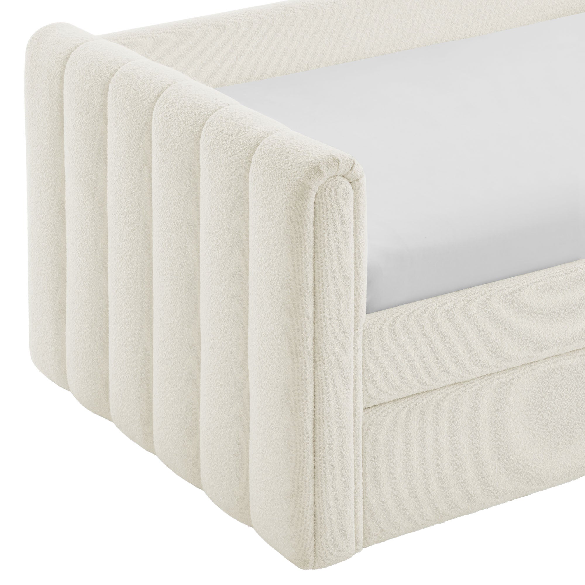 Veyla Channel Tufted Boucle Twin Daybed With Trundle - Cloud