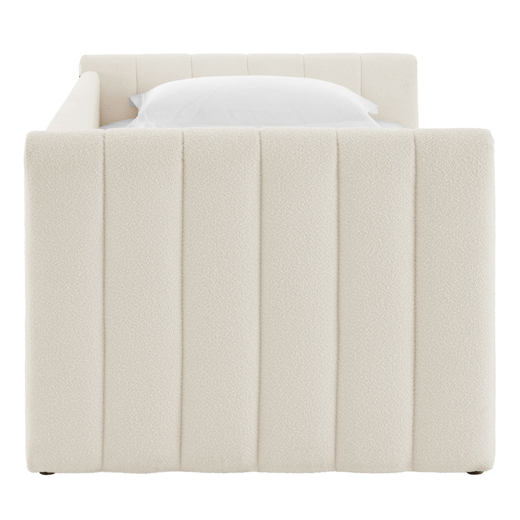 Veyla Channel Tufted Boucle Twin Daybed With Trundle - Cloud
