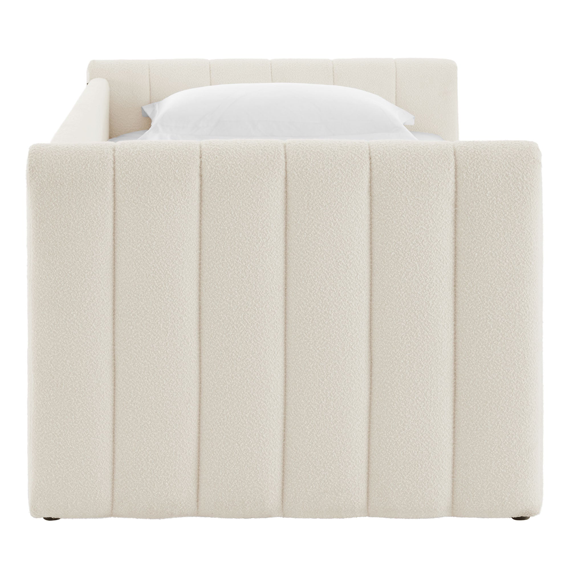 Veyla Channel Tufted Boucle Twin Daybed With Trundle - Cloud