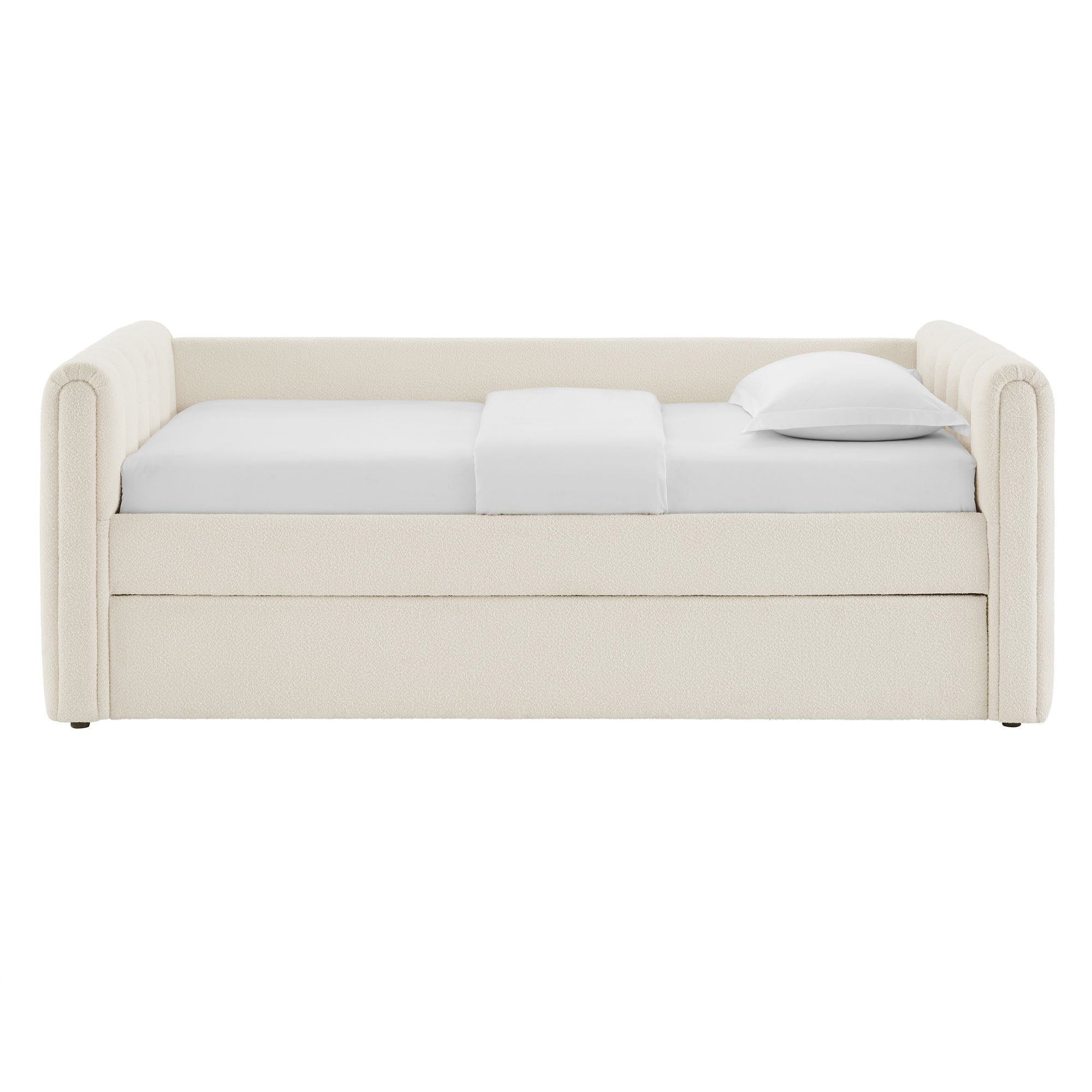 Veyla Channel Tufted Boucle Twin Daybed With Trundle - Cloud