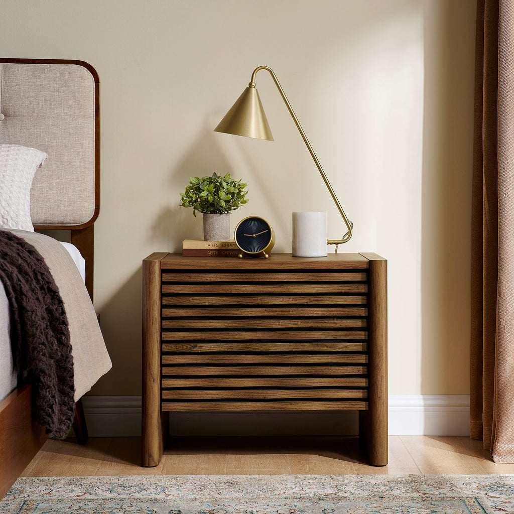 Emric Wave Nightstand - Walnut