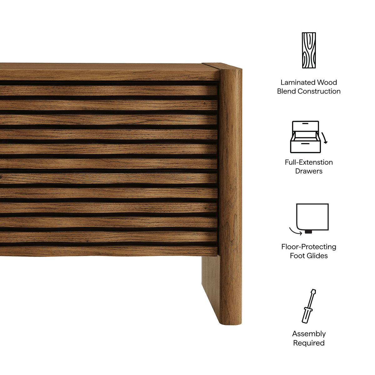 Emric Wave Nightstand - Walnut