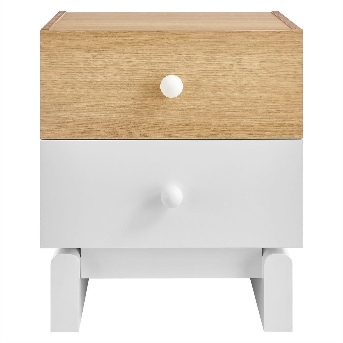 Nolia 2-Drawer Color Block Nightstand - Oak White