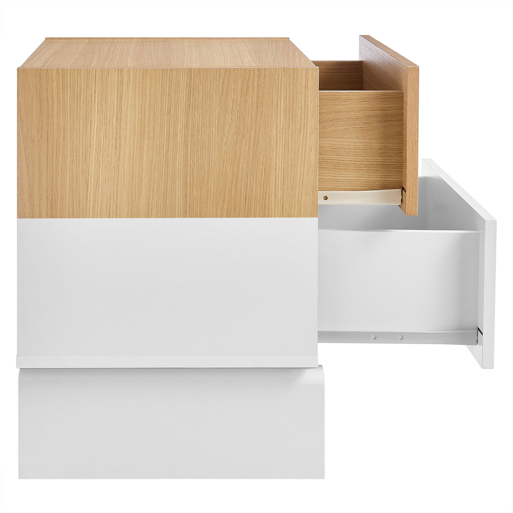 Nolia 2-Drawer Color Block Nightstand - Oak White