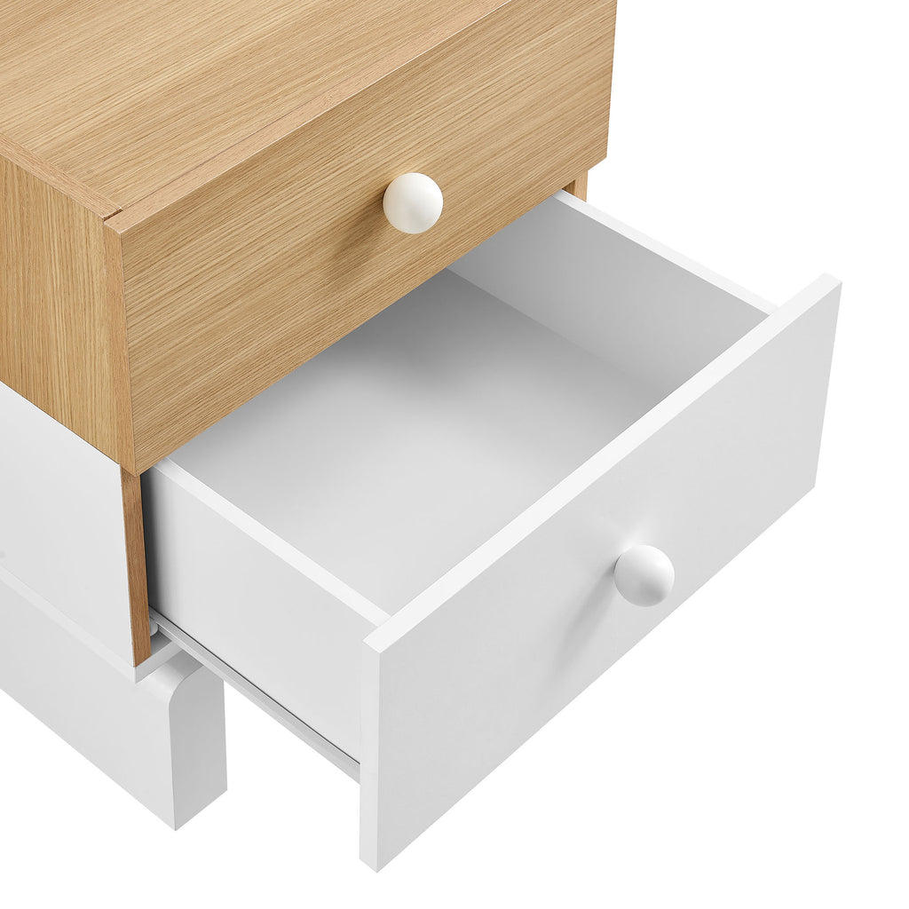 Nolia 2-Drawer Color Block Nightstand - Oak White