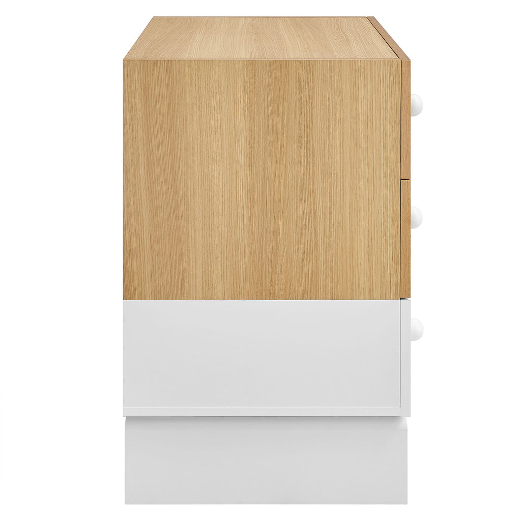 Nolia 3-Drawer Color Block Dresser - Oak White