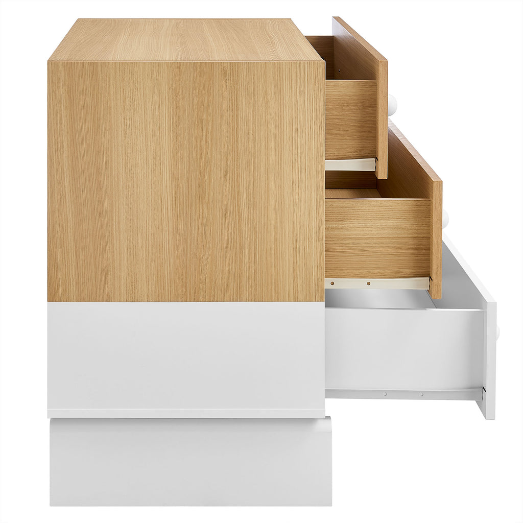 Nolia 3-Drawer Color Block Dresser - Oak White