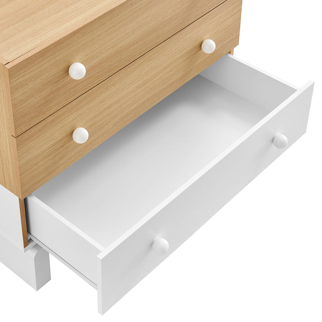 Nolia 3-Drawer Color Block Dresser - Oak White