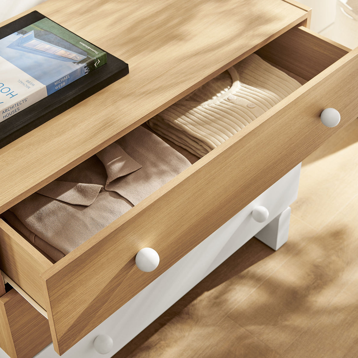 Nolia 3-Drawer Color Block Dresser - Oak White