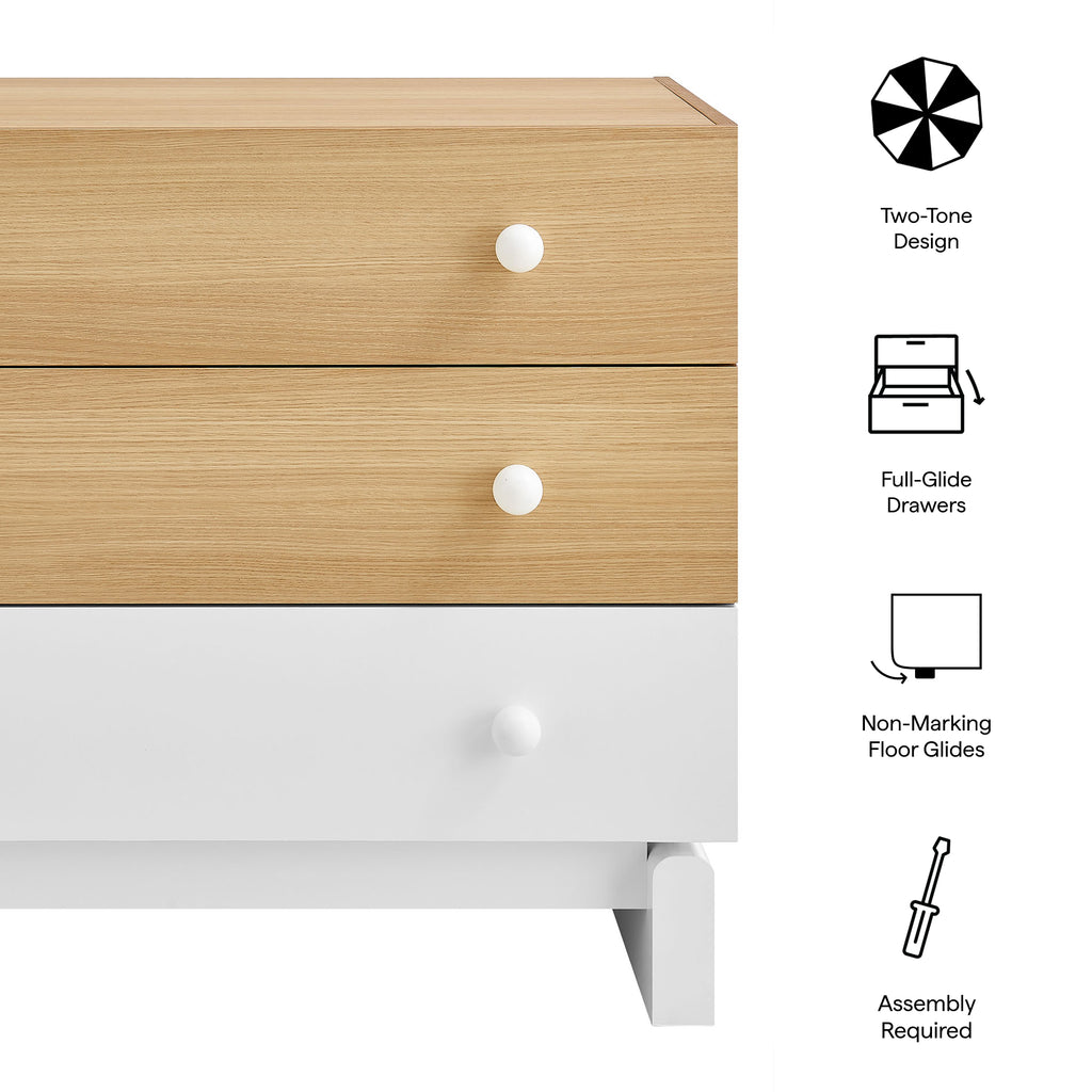 Nolia 3-Drawer Color Block Dresser - Oak White