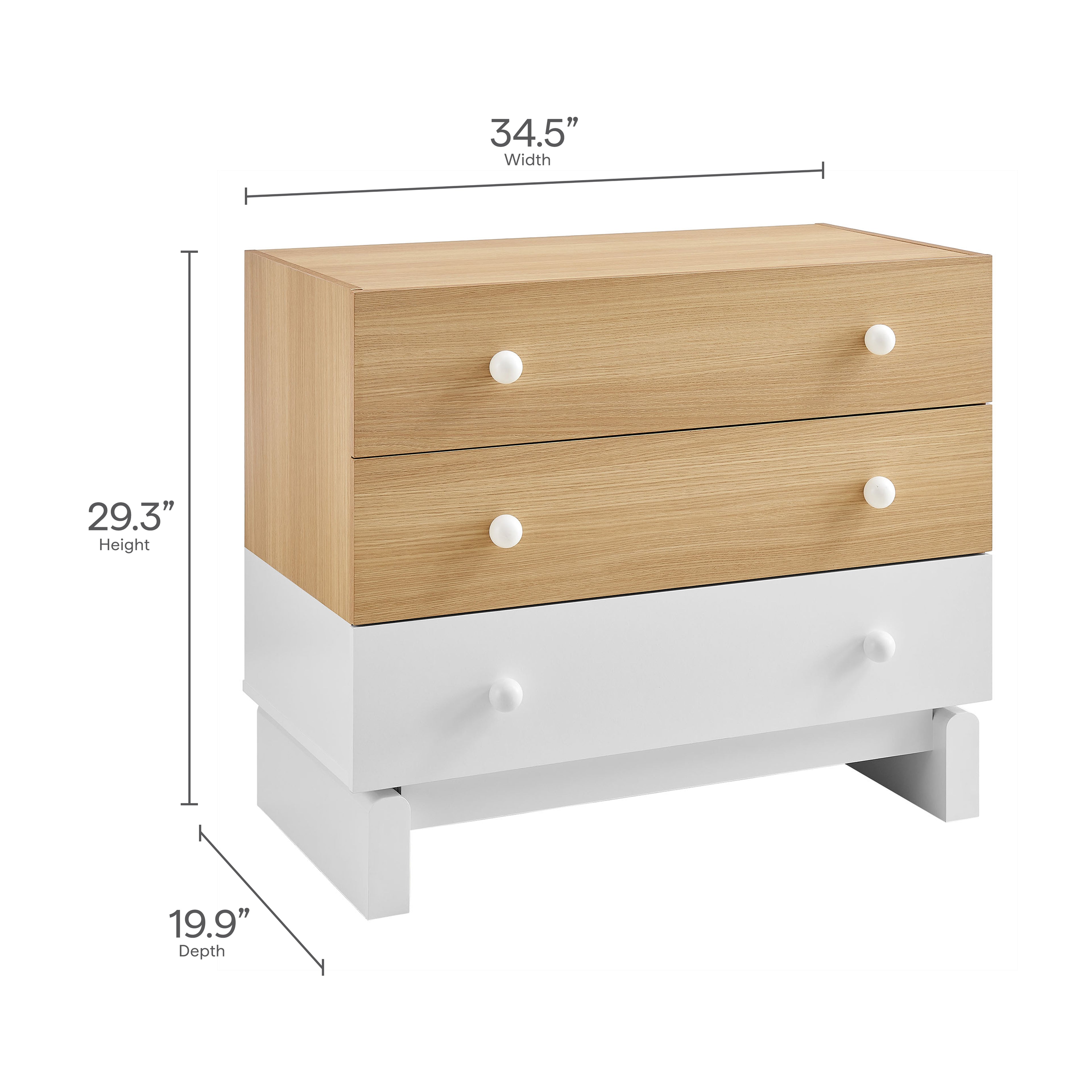 Nolia 3-Drawer Color Block Dresser - Oak White