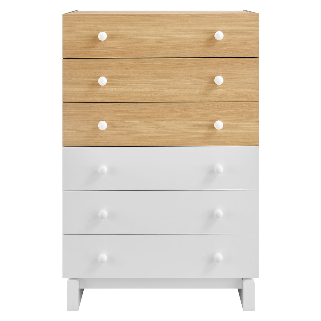 Nolia 6-Drawer Color Block Dresser Chest - Oak White