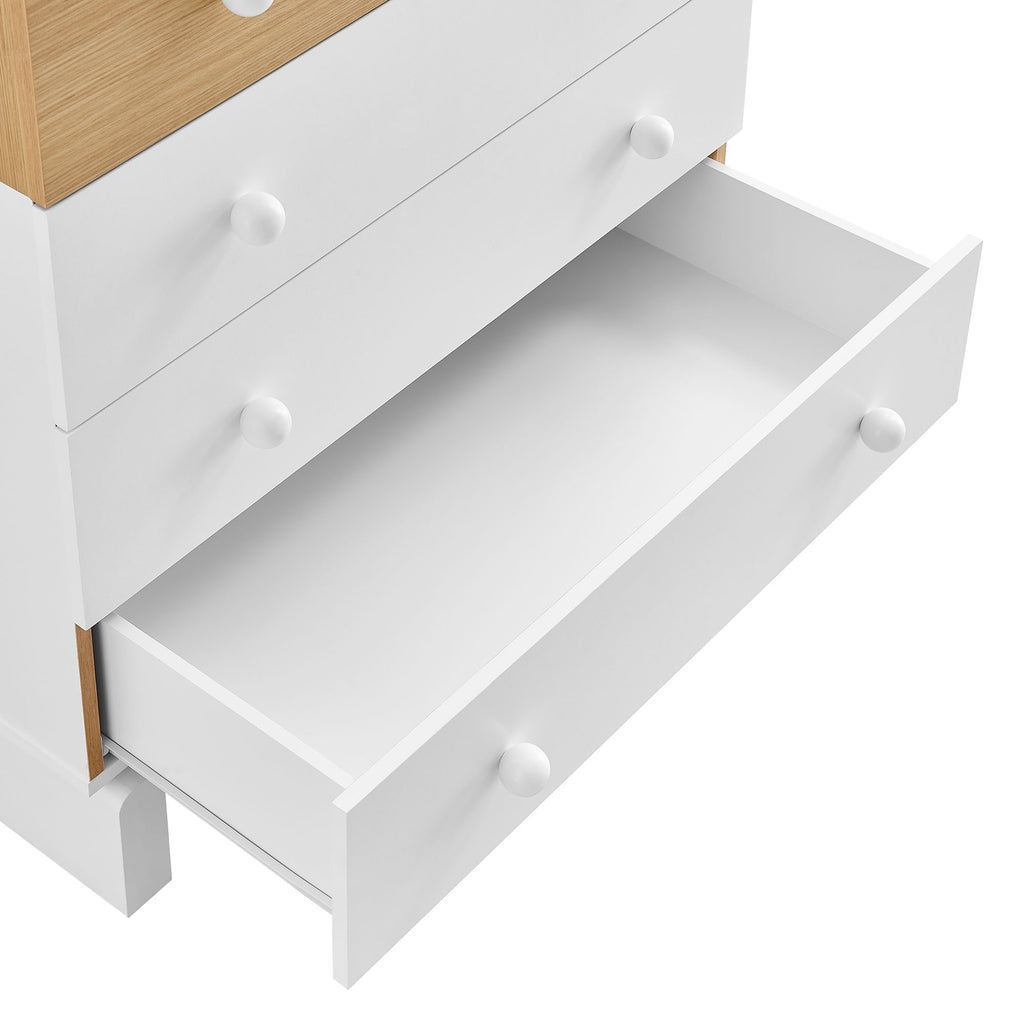 Nolia 6-Drawer Color Block Dresser Chest - Oak White