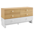 Nolia 6-Drawer Color Block Dresser - Oak White