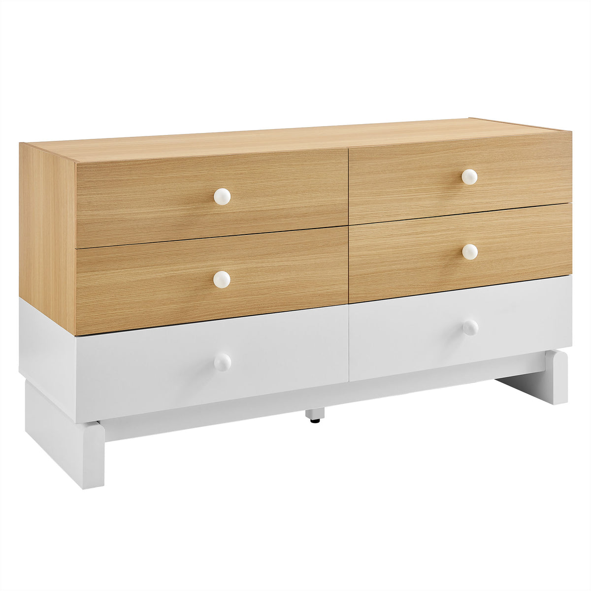 Nolia 6-Drawer Color Block Dresser - Oak White