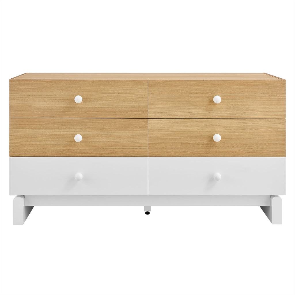 Nolia 6-Drawer Color Block Dresser - Oak White