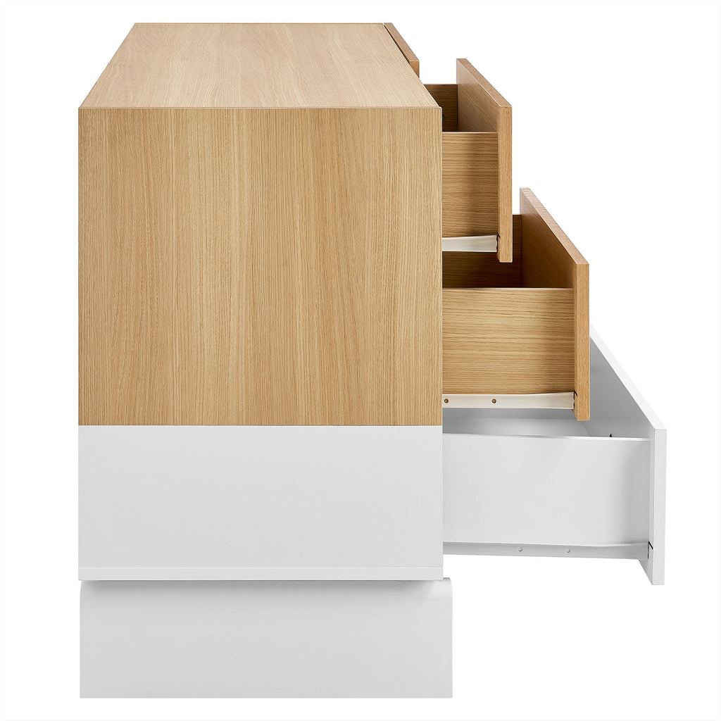 Nolia 6-Drawer Color Block Dresser - Oak White