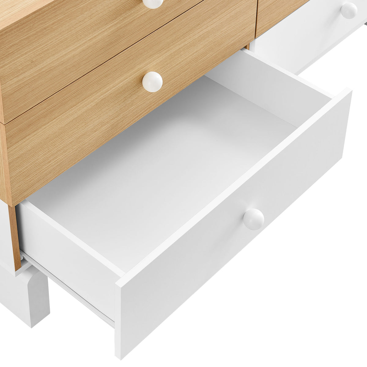 Nolia 6-Drawer Color Block Dresser - Oak White