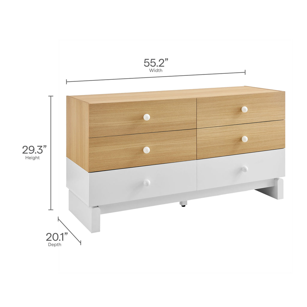 Nolia 6-Drawer Color Block Dresser - Oak White