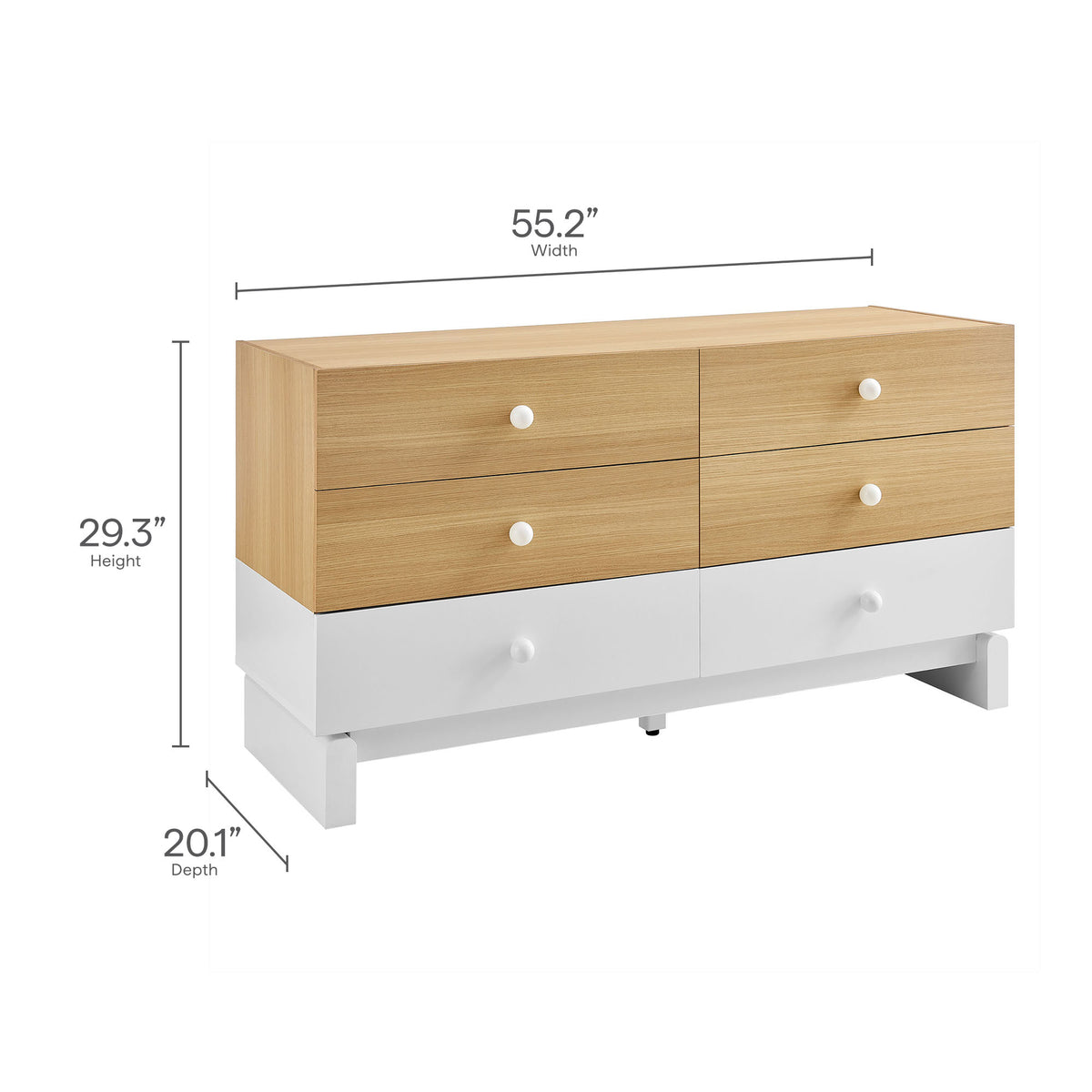 Nolia 6-Drawer Color Block Dresser - Oak White