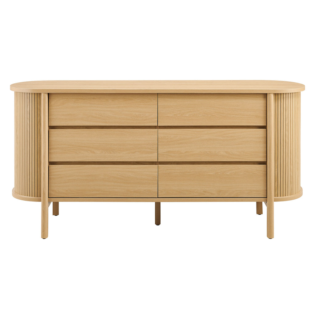 Cadence 6-Drawer Curved Dresser - Oak