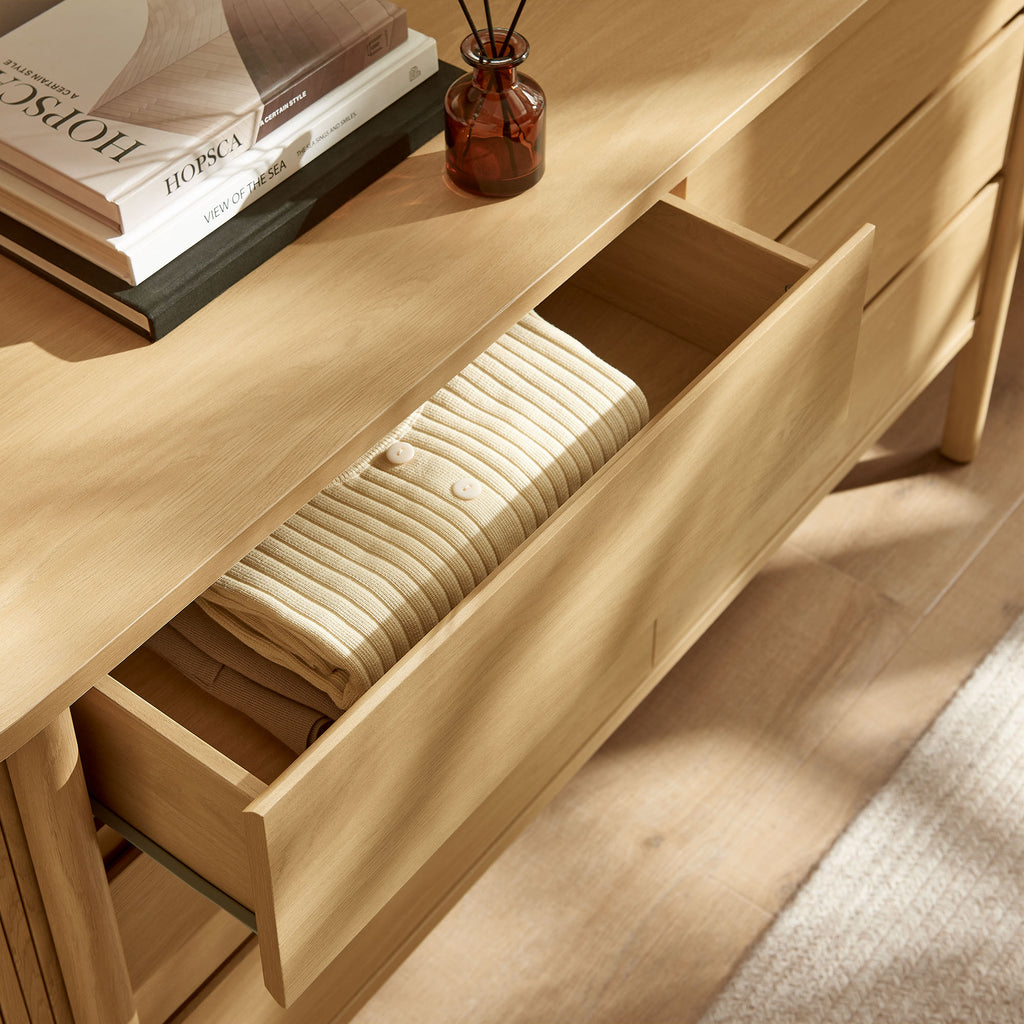 Cadence 6-Drawer Curved Dresser - Oak