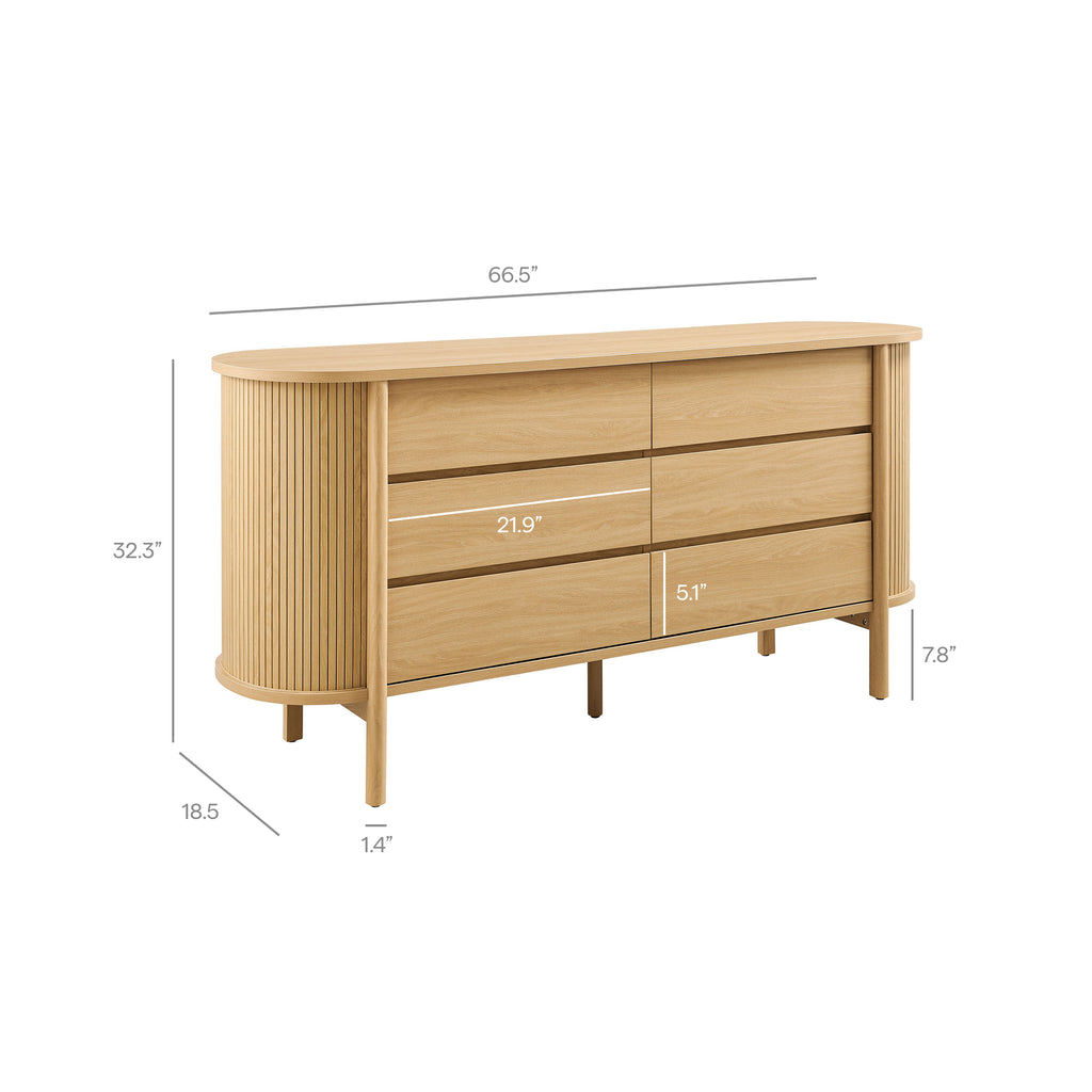 Cadence 6-Drawer Curved Dresser - Oak