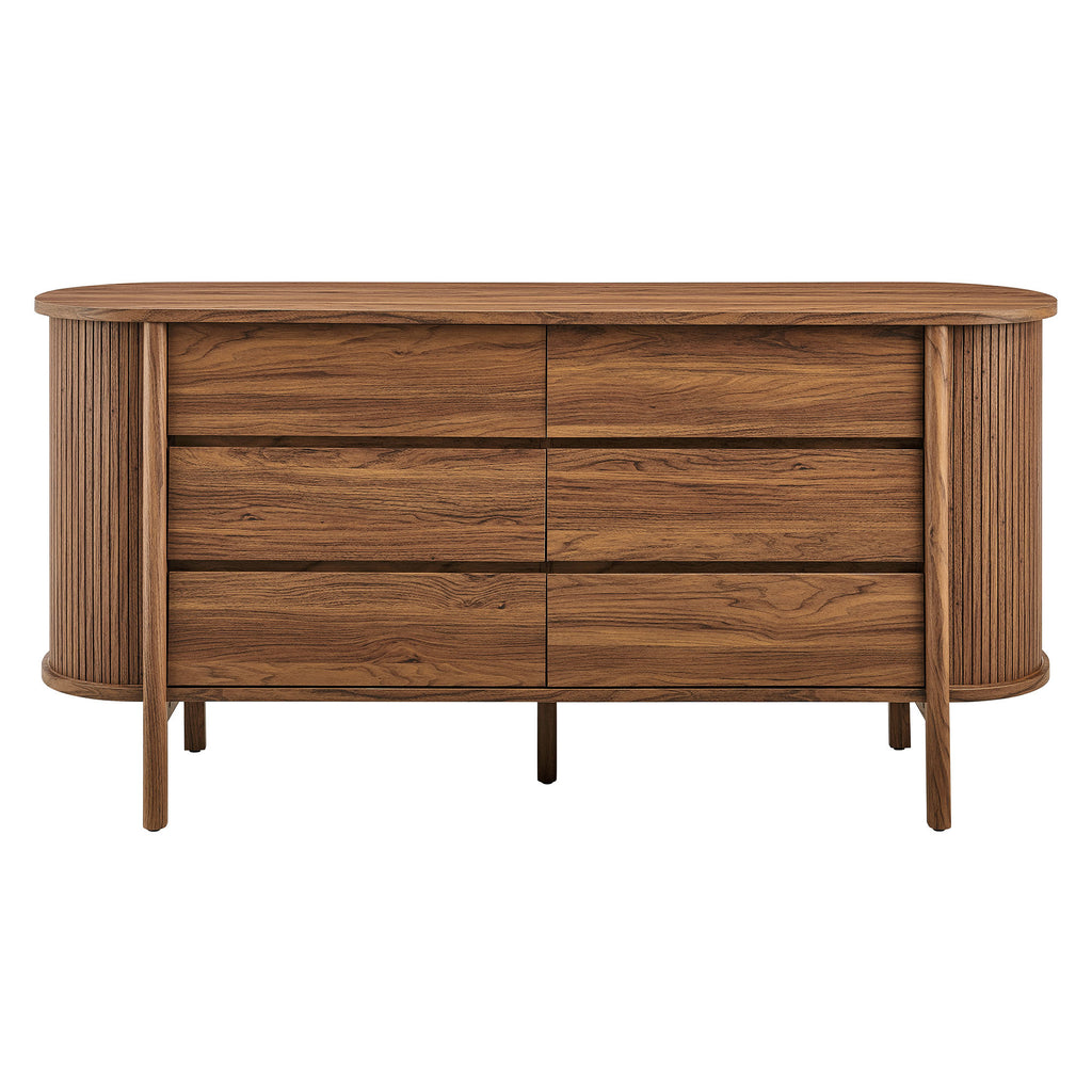Cadence 6-Drawer Curved Dresser - Walnut