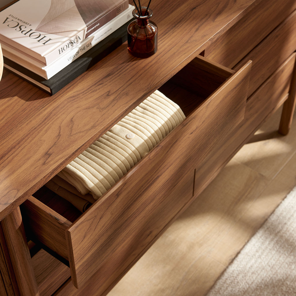 Cadence 6-Drawer Curved Dresser - Walnut