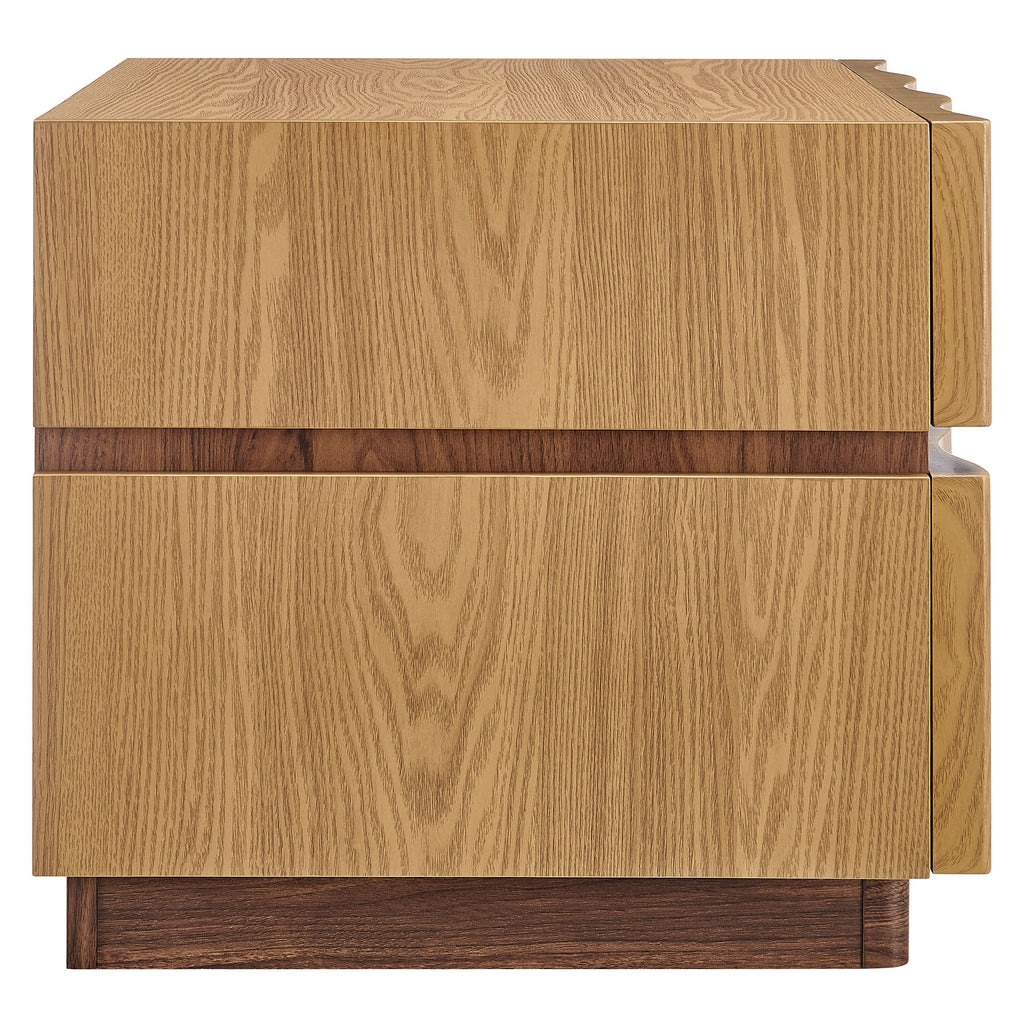 Isola 2 Drawer Nightstand - Light Oak Walnut