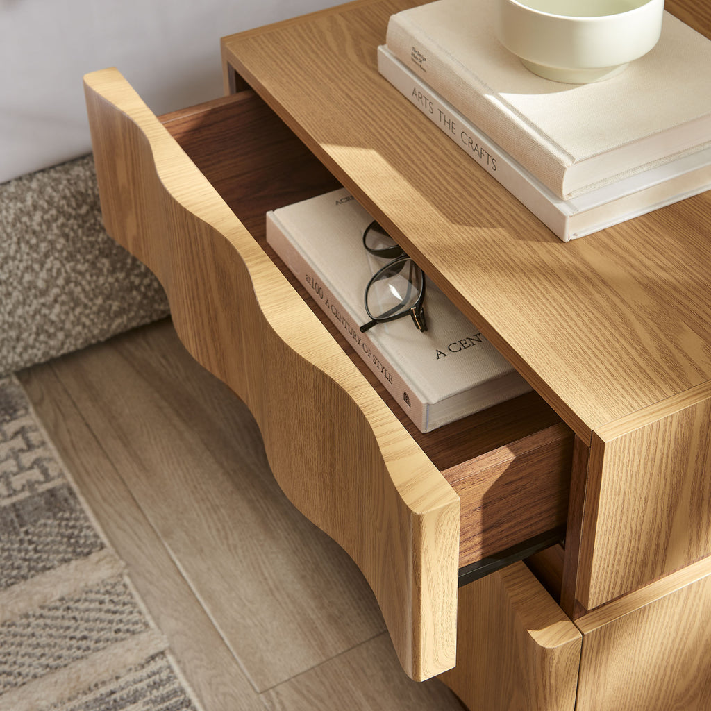 Isola 2 Drawer Nightstand - Light Oak Walnut