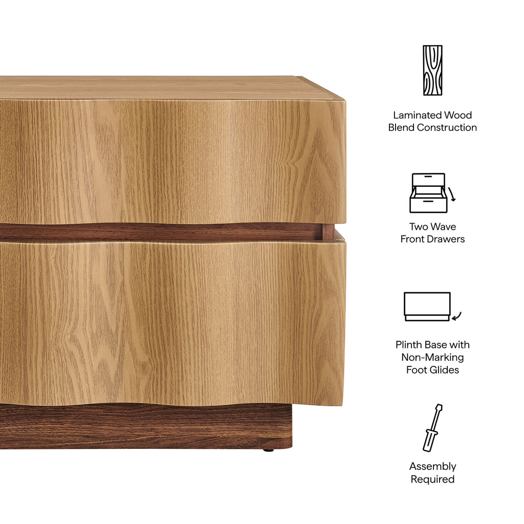 Isola 2 Drawer Nightstand - Light Oak Walnut