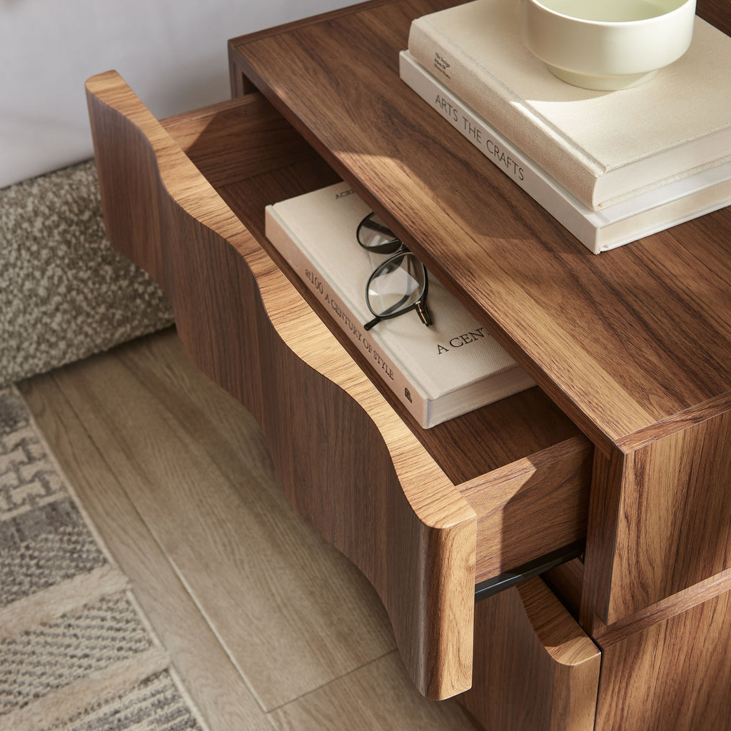 Isola 2 Drawer Nightstand - Walnut