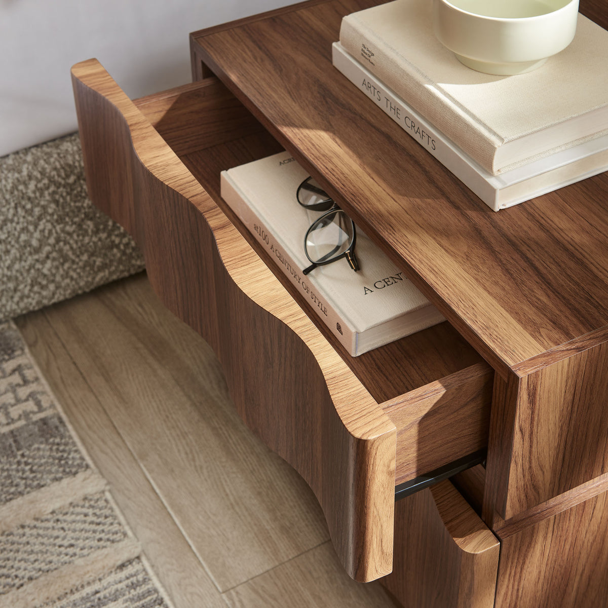 Isola 2 Drawer Nightstand - Walnut