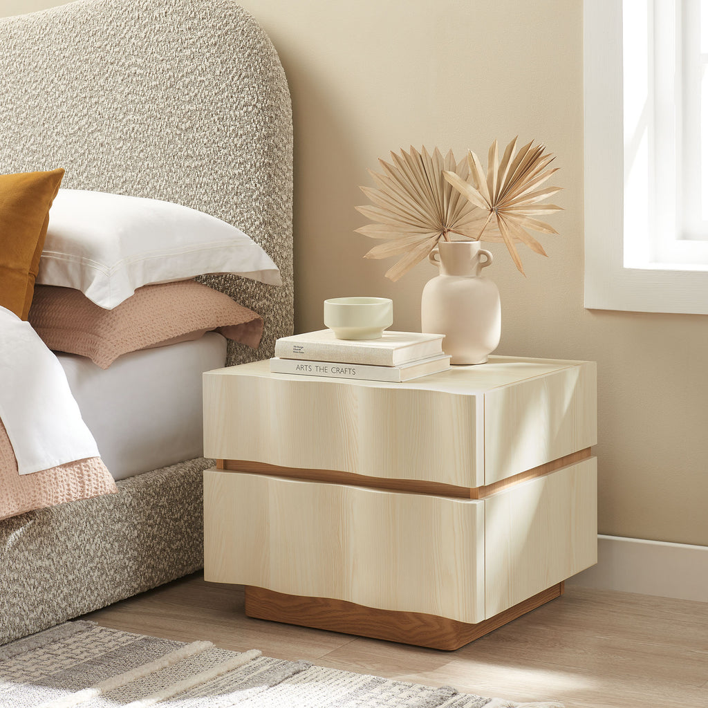 Isola 2 Drawer Nightstand - White Light Oak