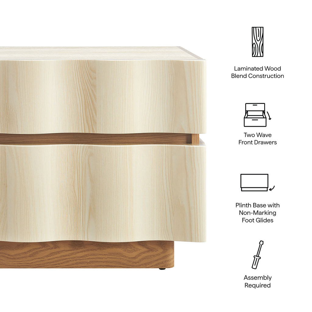 Isola 2 Drawer Nightstand - White Light Oak