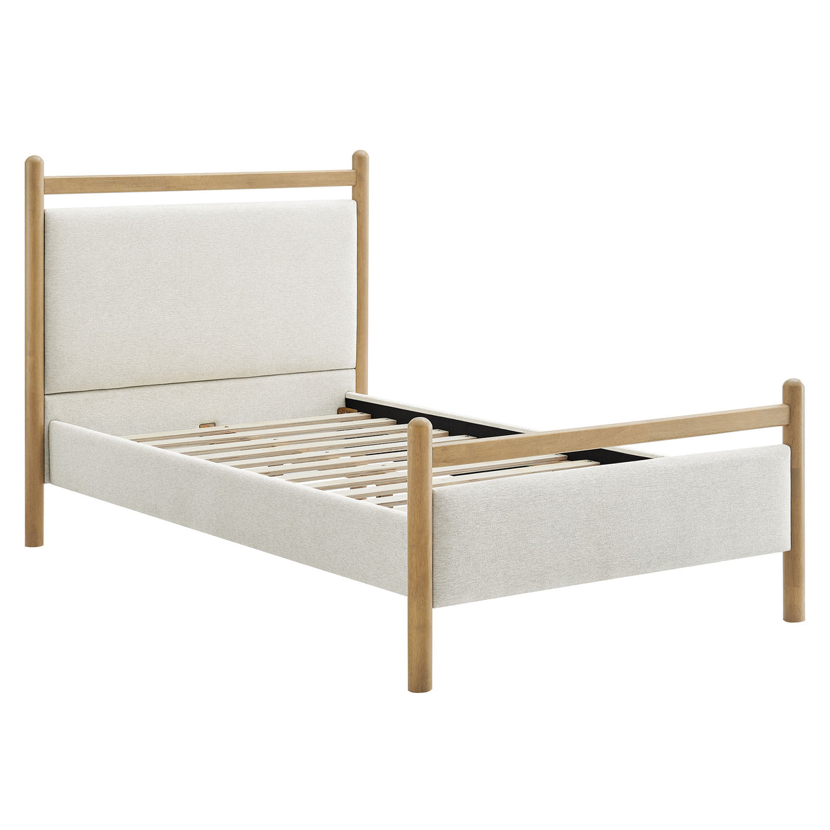 Ginny Twin Size Platform Bed Frame - Light Oak Heathered Ivory