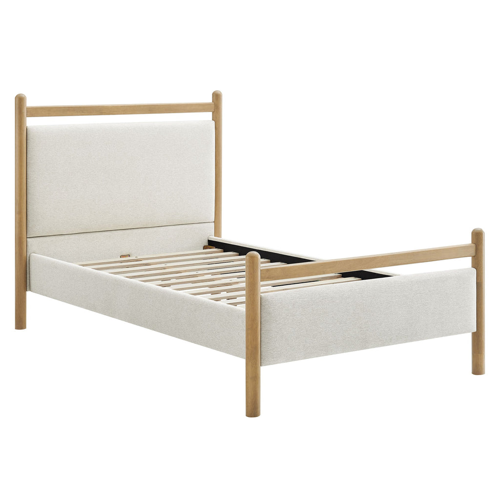 Ginny Size Platform Bed Frame - Light Oak Heathered Ivory — Light Oak Heathered Ivory Twin
