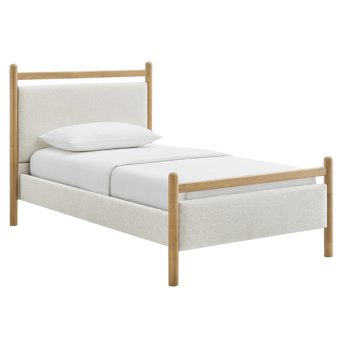 Ginny Twin Size Platform Bed Frame - Light Oak Heathered Ivory