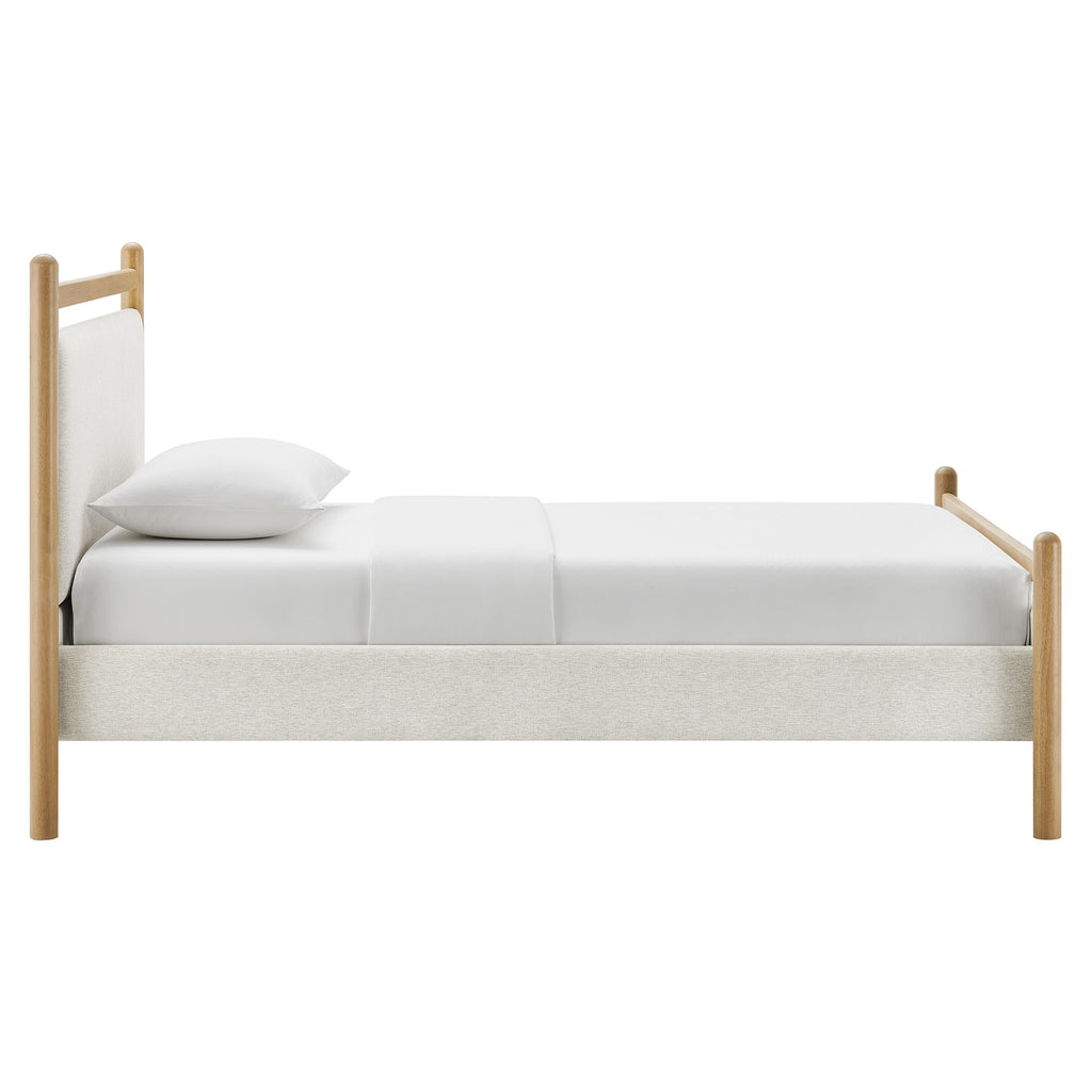 Ginny Twin Size Platform Bed Frame - Light Oak Heathered Ivory