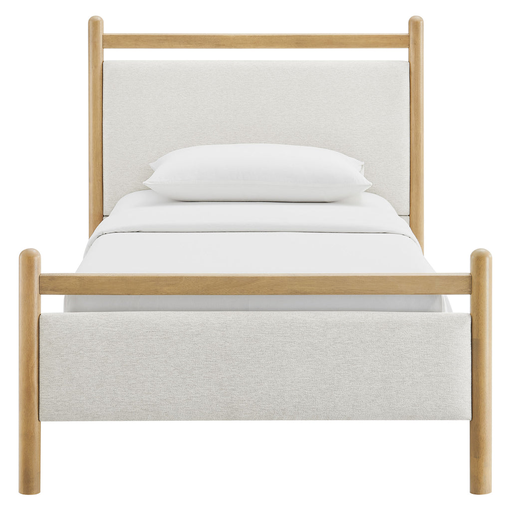 Ginny Twin Size Platform Bed Frame - Light Oak Heathered Ivory