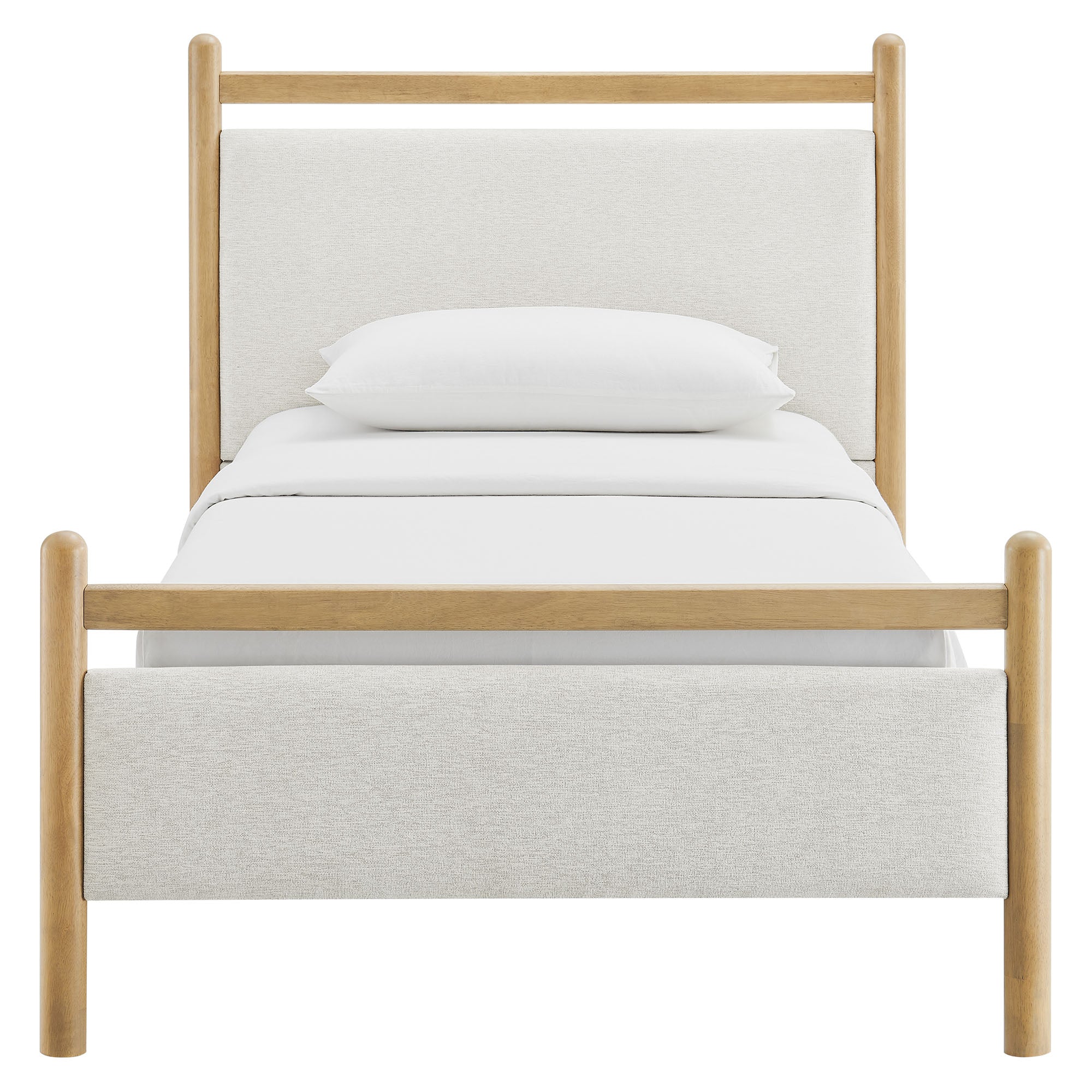 Ginny Twin Size Platform Bed Frame - Light Oak Heathered Ivory