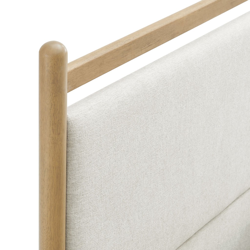 Ginny Twin Size Platform Bed Frame - Light Oak Heathered Ivory